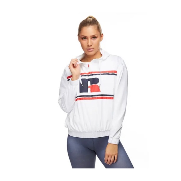 Womens Russell Athletic 1/4 zip Eagle R parachute hooded jacket light weight 16 - Picture 6 of 9